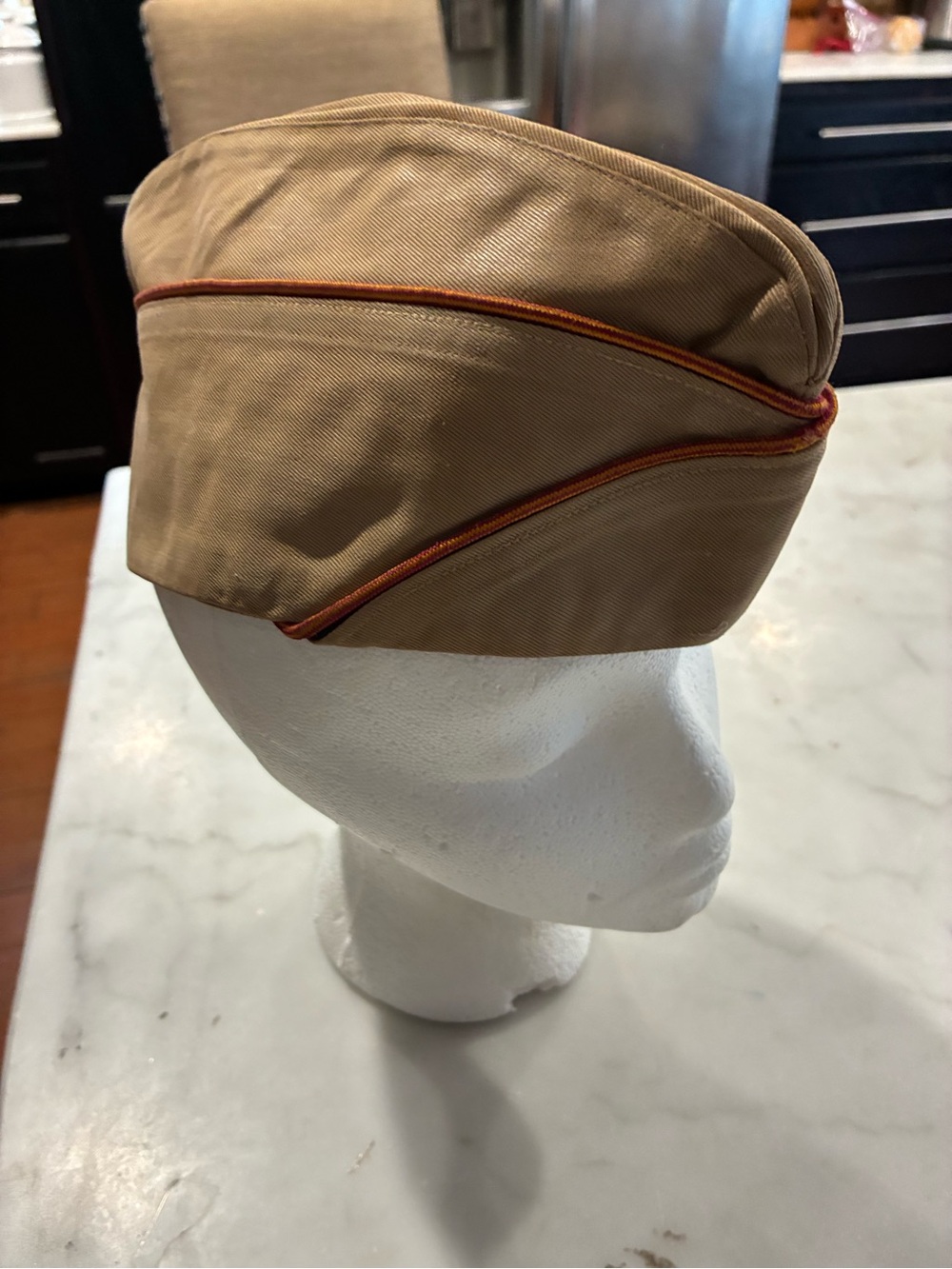 WW2 era US Army Military Overseas Garrison Side Cap Cavalry Corps Piping 6 7/8
